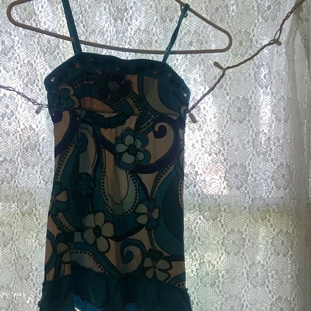 Patterned Blue Tank Top